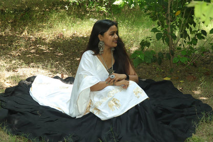 Regal Black & White Elephant Motif Lehenga Set