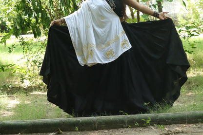 Regal Black & White Elephant Motif Lehenga Set
